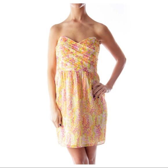 Shoshanna Strapless Dress Multicolored Floral NWT - Picture 1 of 11